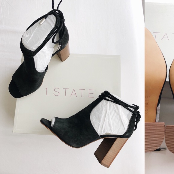 ✨New 1.STATE Tilya Suede Block Heel Sandals 7.5M - Picture 1 of 8